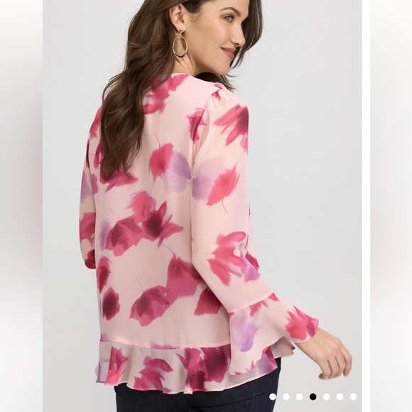 Laura Floral Ruffle Front Blouse Pink 122806 - Picture 3 of 10